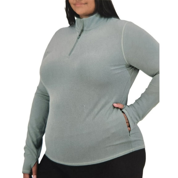 Soybu Women's Quarter Zip Long Sleeve Athletic Top with Mock Neck | Green, Large