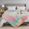 thumbnail image 6 of H&D Rainbow Faux Rabbit Fur Bubble Throw Blanket, 60" × 80", 6 of 6