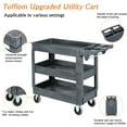 thumbnail image 6 of TUFFIOM Plastic Service Utility Cart, Support up to 550lbs Capacity, Heavy Duty Tub Storage Cart W/Deep Shelves, Multipurpose Rolling 3-Tier Mobile Storage Organizer, for Warehouse Garage, 6 of 8