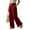 Wine, variant on Women's Cotton Blend Pleated Straight Leg Pants, Elastic Waist, Side Pockets, Front Pleats, Relaxed Fit