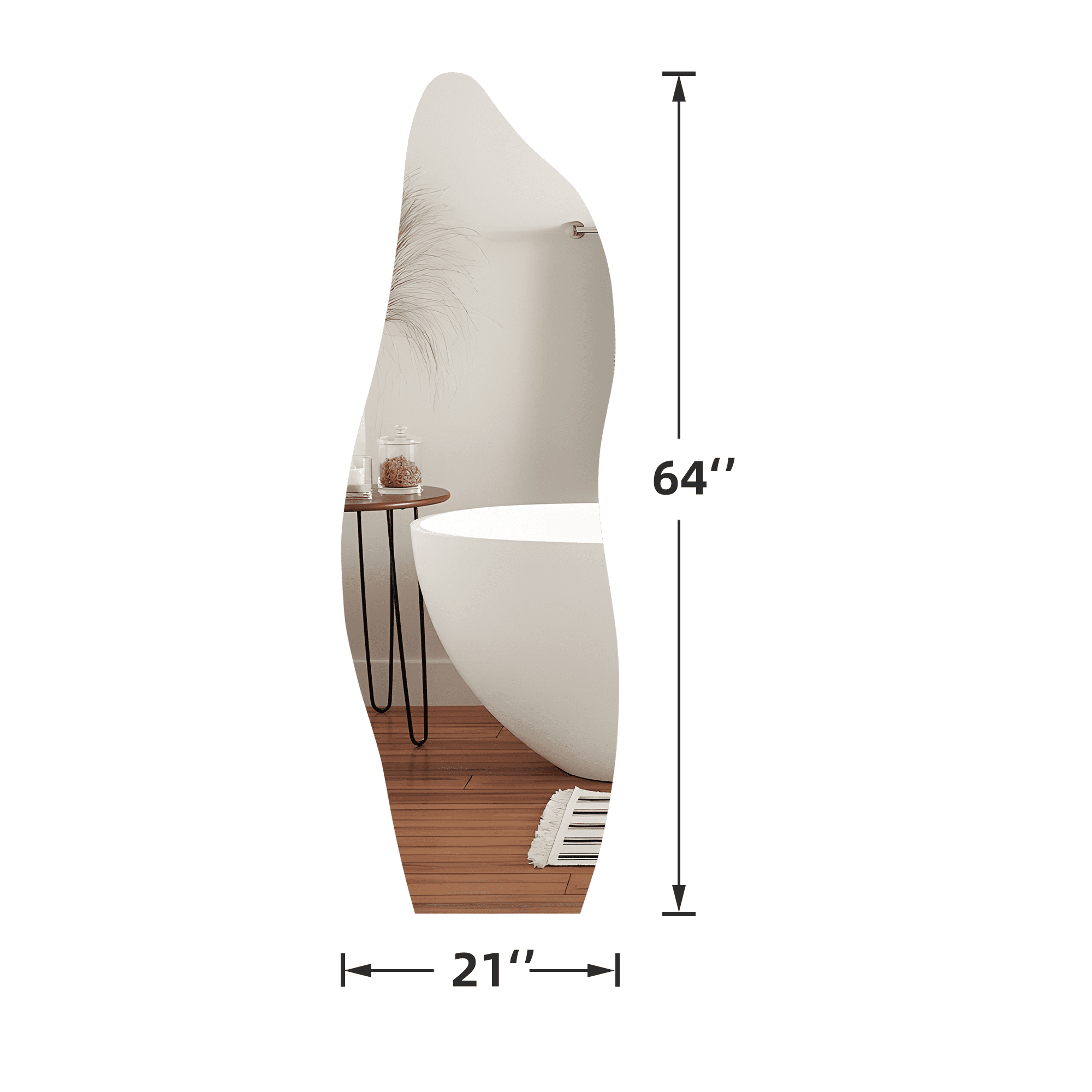 MAYEERTY 64x21 Frameless Wall-Mounted Mirror Stone-Shaped Modern Vanity Mirror for Bathroom Bedroom