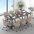 thumbnail image 2 of Costway 2 Pcs 6FT Conference Table with Power Outlets, Large Meeting Room Table Seats Gray Oak, 2 of 9