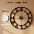 thumbnail image 6 of 24 inch Black Cutout Large Metal Wall Clock, Steampunk Decorative Analog Clocks for Living Room Home Wall Decor, 6 of 7