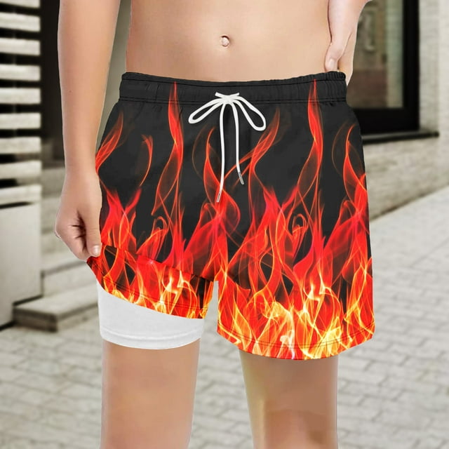 WILLBEST Maillots de Bain Garçons Mode Unis avec Doublure de Compression Shorts de Bain Extensibles