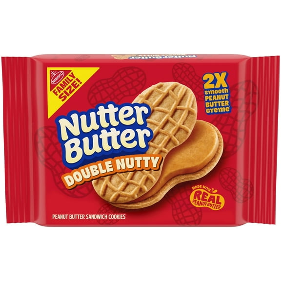 Family Size NUTTER BUTTER Double Nutty Sandwich Cookies, 15.27 oz
