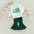 thumbnail image 3 of Okbabeha Baby Girl St. Patricks Day Outfit Lucky Babe Crewneck Pullover Sweatshirt Top Clover Flared Pants Outfit Toddler Set, 3 of 8