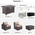 thumbnail image 5 of Gotland 13 Pieces Outdoor Patio Furniture with 43" 50000BTU Gas Propane Fire Pit Table PE Wicker Rattan Sectional Sofa Patio Conversation Sets,Sand, 5 of 7