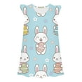 thumbnail image 1 of GDREDA Robe de Pâques Imprimée pour Filles Enfants Tout-Petits Décontractée Mignonne pour Fête Bleu Clair, 6-7 Ans, 1 of 2