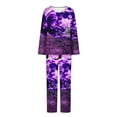 thumbnail image 4 of WFJCJPAF 2025 New Halloween Halloween Pajama Set,Women Fashion Non Positioning Printed Round Neck Long Sleeved Long Pants Sets,Halloween Pajamas Women - Purple XL, 4 of 6