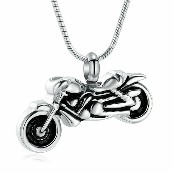 Motorcycle Urn Necklace Cremation Jewelry for Ashes Motorbike Necklace Pendent Stainless Steel Keepsake Memorial Urn Necklace for Men Women