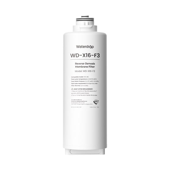 Waterdrop WD-X16-F3 Filter, Replacement for WD-X16-Alkaline 1600 GPD Reverse Osmosis System, 24-month Lifetime, Reduce PFAS