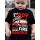 thumbnail image 1 of Summer Kids' Fashion T-Shirt for Boys - Casual Cotton Fire Truck Print with Alphabet Design, Cute Short Sleeve Top with Round Neckline, Knit Fabric, Normal Fit for Children, 1 of 6