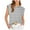 Gray, variant on Women Curved Hem Round Neck Sleeveless Striped Basic Casual Vacation Beach Loose Tops T-Shirt, Navy XL