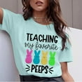 thumbnail image 5 of DEXIO Teaching My Favorite Peeps Easter Shirt for Women Easter Teacher T-Shirt Funny Bunny Graphic Tee Top, 5 of 7