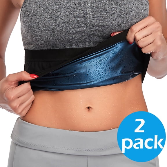 2 Packs Sweat Sauna Waist Trainer for Women Non Slip Tummy Trimmer Band for Workout Lower Belly