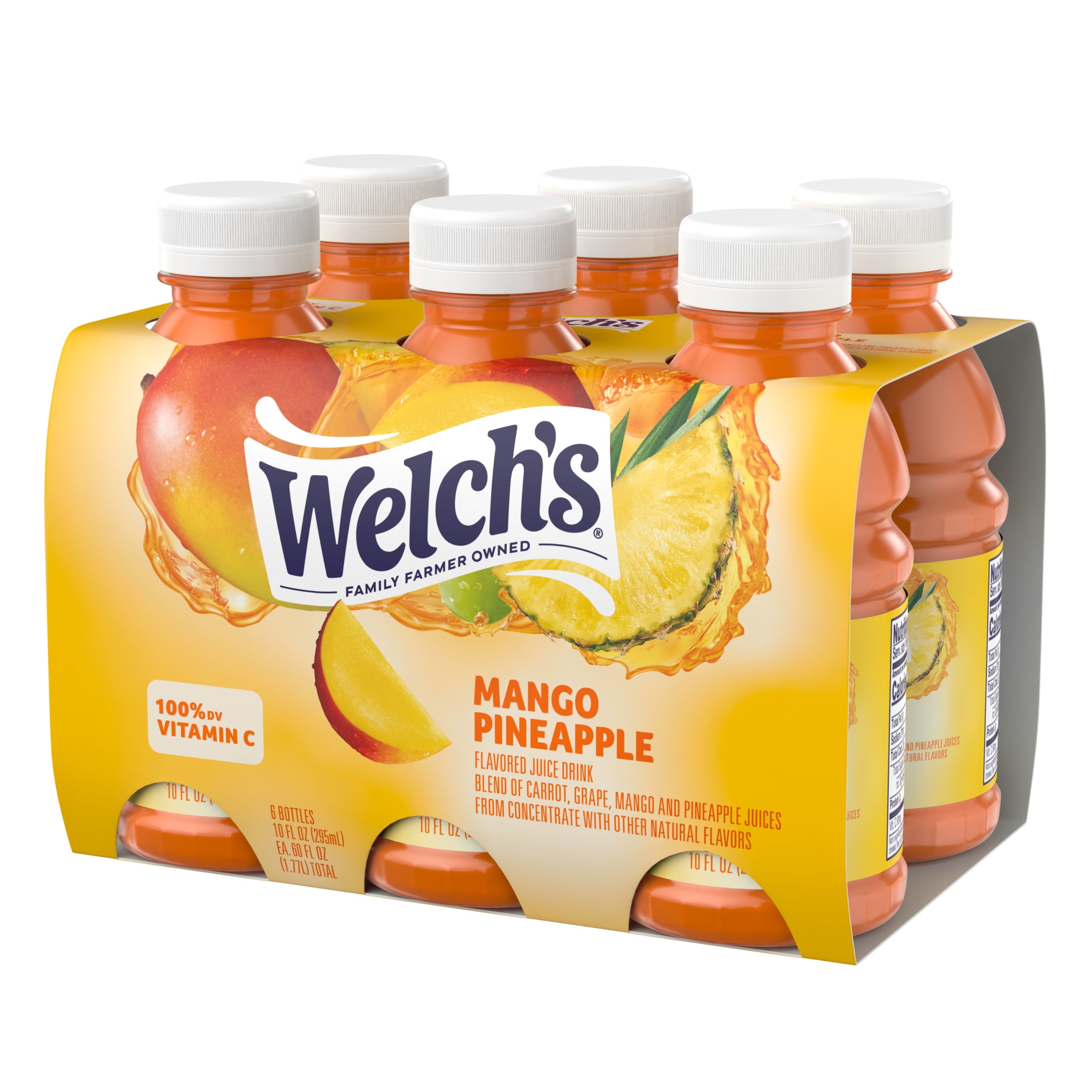 (4 pack) Welch's Mango Pineapple Juice Drink, 10 fl oz On-the-Go Bottle (Pack of 6)