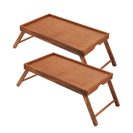 

Home Basics Multi-Purpose Wooden Bed Tray With Carved Handles and Folding Legs Pine (2 Pack)