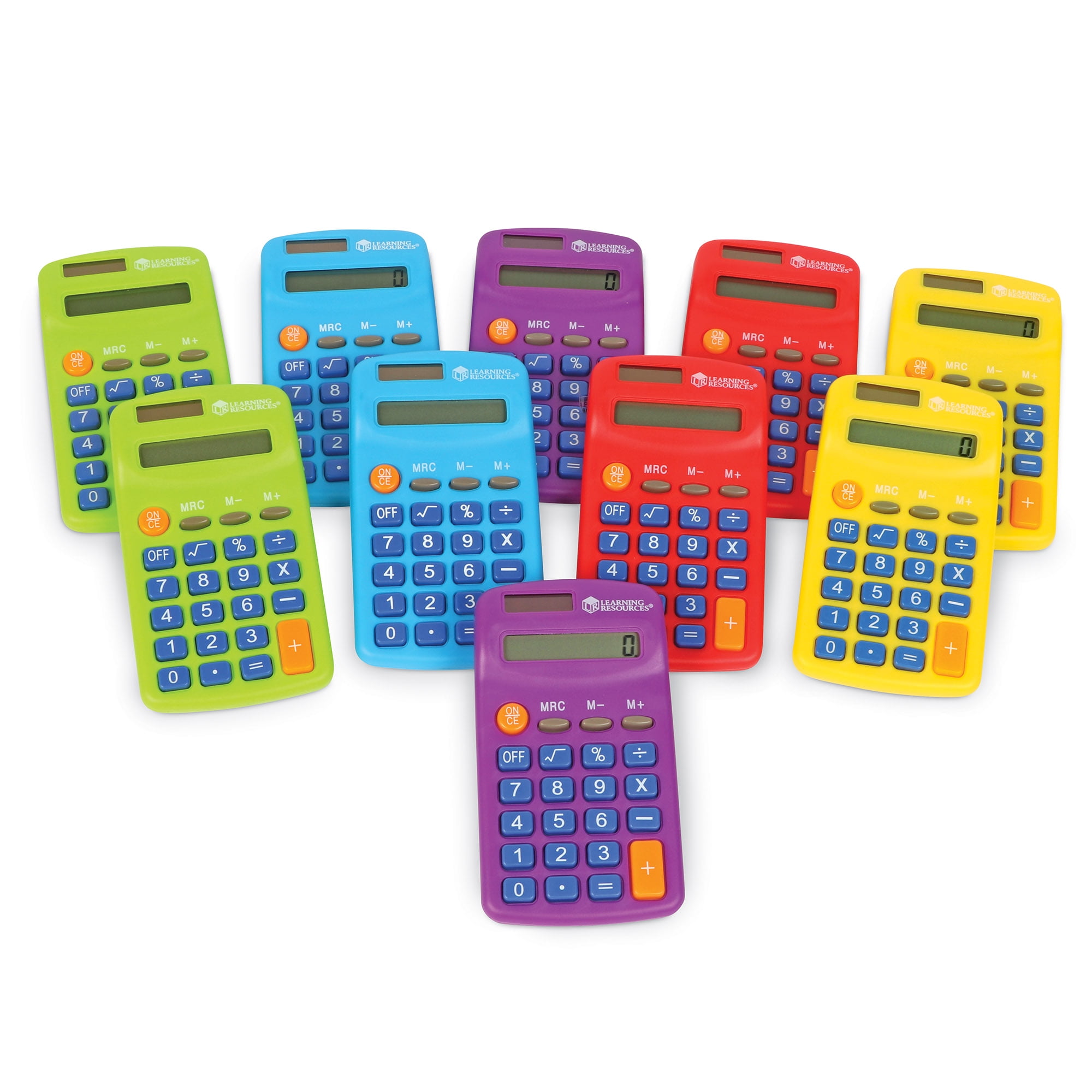 Learning Resources Rainbow Calculators, Solar Powered, Set of 10, Ages 3+
