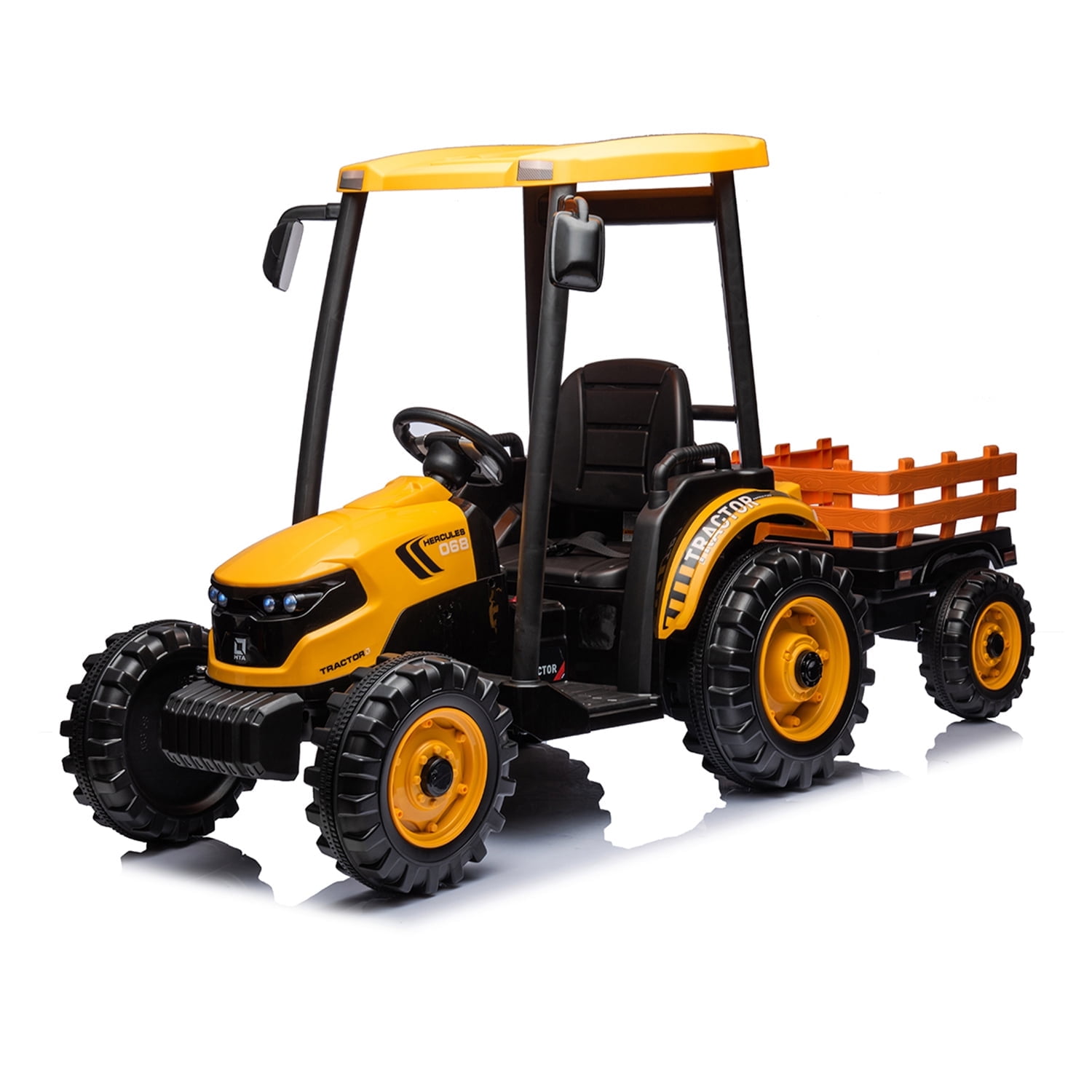 CIPACHO 24 V Powered Ride Ons Tractor, Electric Construction Vehicles for Kids with 3-Gear-Shift Ground Loader, Kids' Car Toys with Trailer, Yellow CIPACHO 24 V Powered Ride Ons Tractor, Electric Construction Vehicles for Kids with 3-Gear-Shift Ground Loader, Kids' Car Toys with Trailer, Yellow