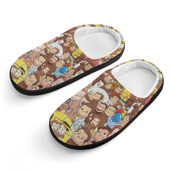 Curious George Cartoon Slippers Cute Cotton Slippers for Boys Girls Kids Favors Shoes 2025 Plush Lightweight Warm Slippers