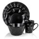 image 2 of Elama Retro Chic 16-Piece Glazed Dinnerware Set in Black