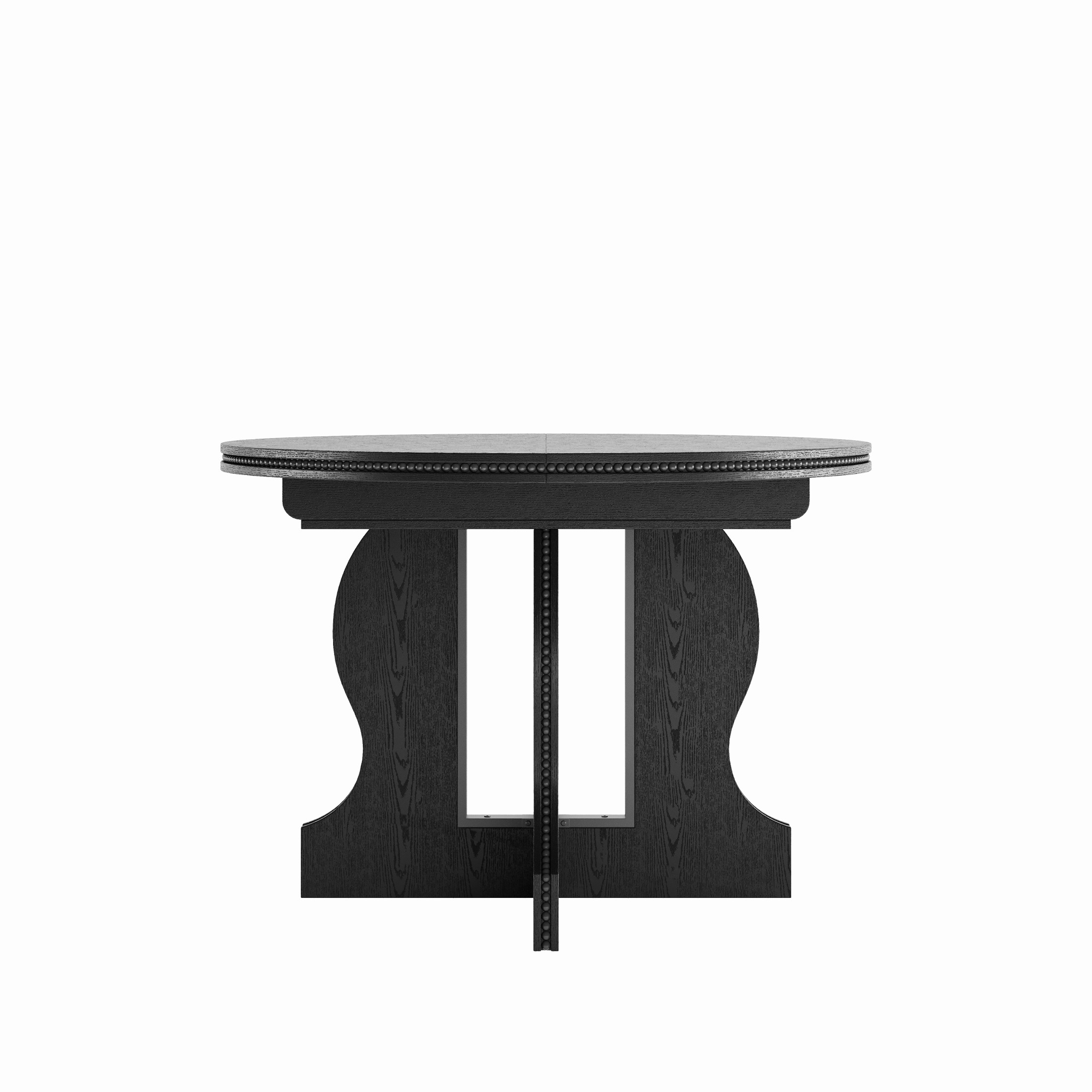 Noble House Corvel Farmhouse Extendable Round-to-Oval Wooden Dining Table with Heavy-Duty Wood Base, Black