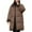 Coffee, variant on Women's Mid-Length Puffer Coat, Lapel Collar Thickened Winter Jacket, Quilted Cotton Filled Coat, Loose Fit Casual Parka, Warm Long Sleeve Coat Black M