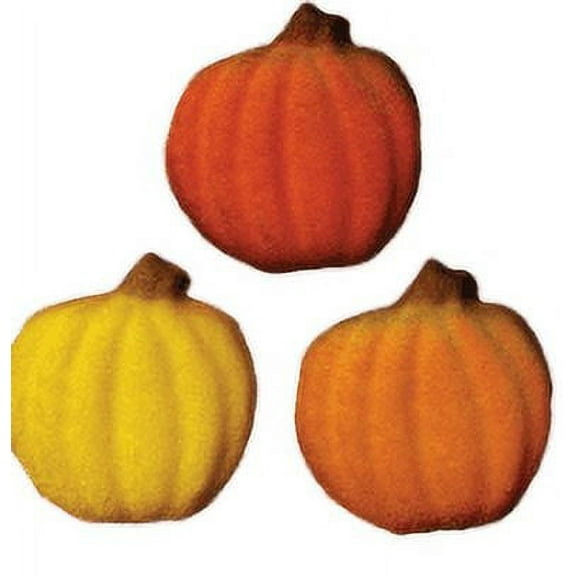 24pk Shimmer Pumpkin (46920) 1 1/4" Edible Sugar Decoration Toppers for Cakes Cupcakes Cake Pops w. Edible Sparkle Flakes & Decorating Stickers