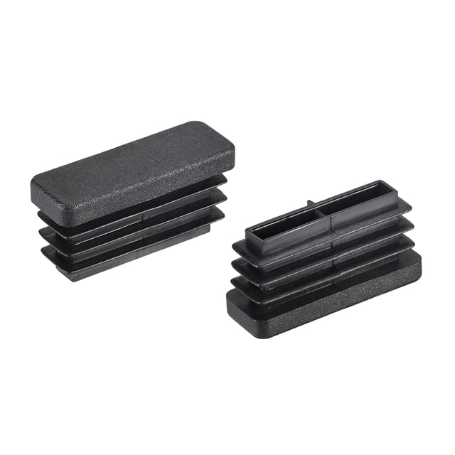Uxcell Cubierta de capuchón rectangular para patas de muebles de silla de escritorio PP negra 20Pcs 1.5''x0.51''