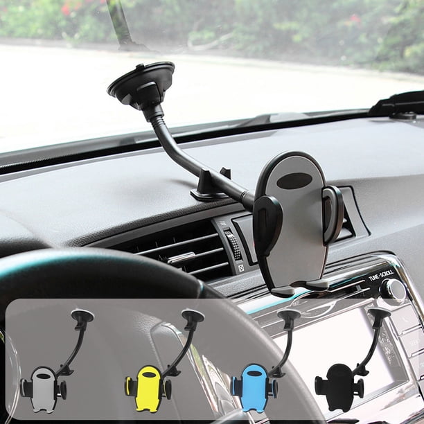 Soporte universal para teléfono de coche con giro de 360° - Soporte para el parabrisas del salpicadero con ventosa para iPhone Samsung 4.7-6.7" - brazo ajustable y agarre seguro