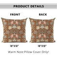 thumbnail image 2 of 2Pcs Pillow Cover 18x18 Inch Meadow Brown-Striped Seamless Floral Colorful Ornamental Home Decor Linen Throw Pillow Case Cushion Cover for Sofa Couch(Brown Flower), 2 of 6