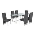 thumbnail image 4 of 7pc. 68" x 40" Glass Dining Set with 6 Chairs and Silver Stainless Steel, 4 of 4