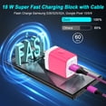 thumbnail image 2 of QC 3.0 Fast Wall Charger Block, 18W Phone Charger with 6FT Type-C Cable, Power Adapter Compatible with iPhone 17/16/15 Pro Max iPad Pro Galaxy S26 Android,Pink, 2 of 7