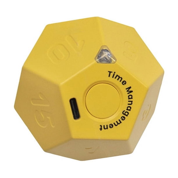 Temporizador de cubo, temporizador de estudio digital con luz LED, mini cubo de gestión del tiempo recargable, 2 modos de alarma (amarillo)