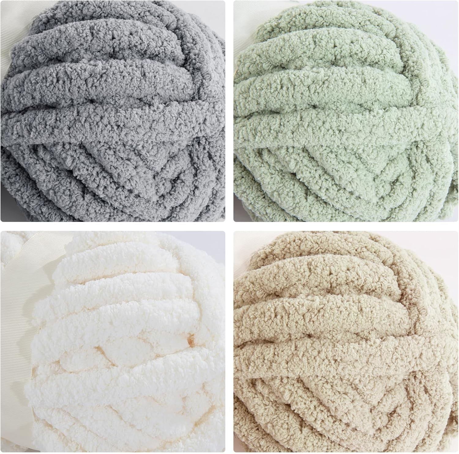 Assorted Chunky Yarn for Crocheting 8 Pack, Fluffy Jumbo Chenille Yarn, Soft Plush Yarn Bulky, Giant Thick Fuzzy Yarn for Hand or Arm Knitting (27 yds,8 oz Each Skein)