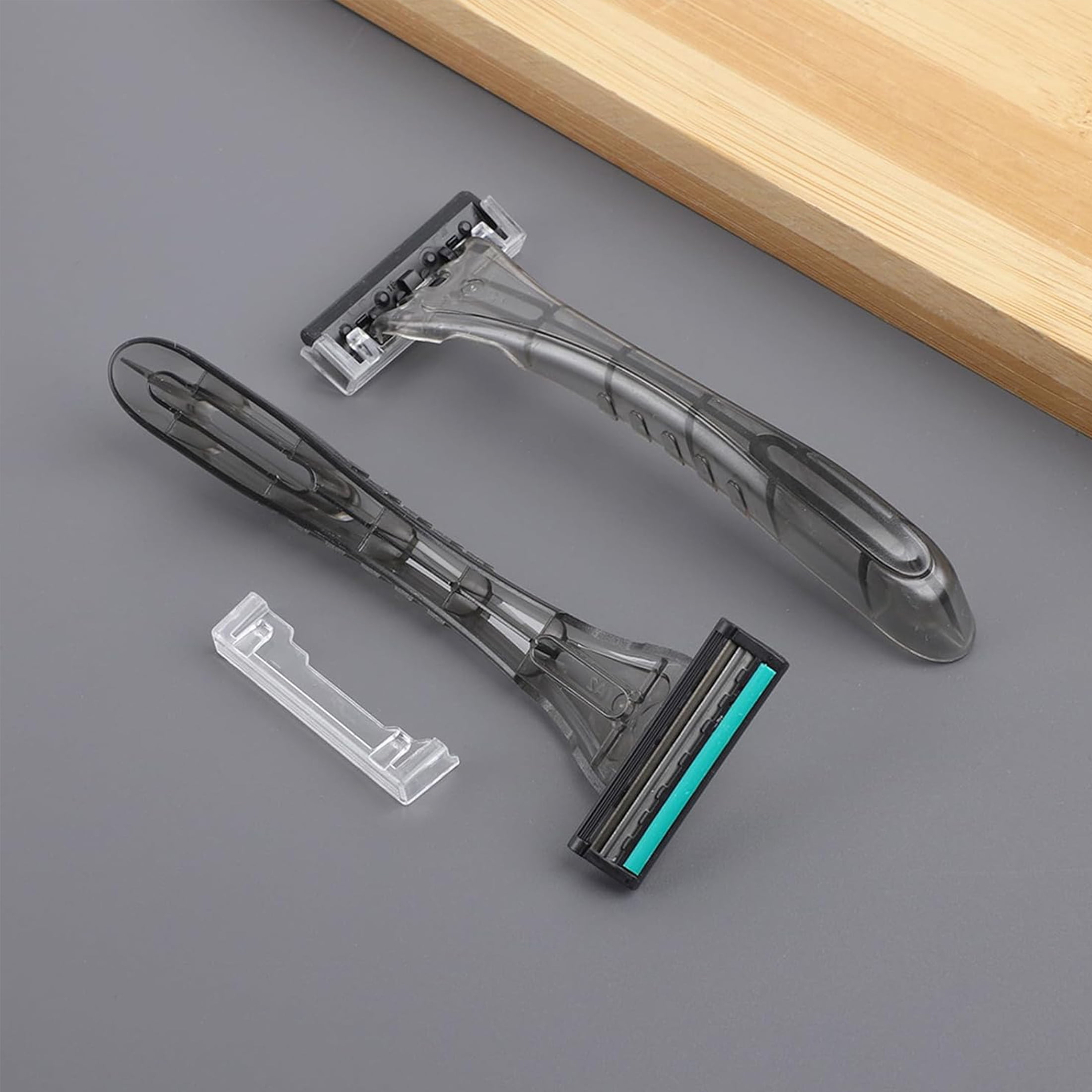 Wholesale Three-Blade Disposable Razors - 100 Pack (Gray), Stainless Steel Blades, Individually Packaged | For Travel, Guesthouses, Homeless