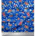 thumbnail image 1 of Soimoi Silk Fabric Leaves & Poppy Anemone Flower Panel Printed Craft Fabric by the Yard 42 Inch Wide, 1 of 3