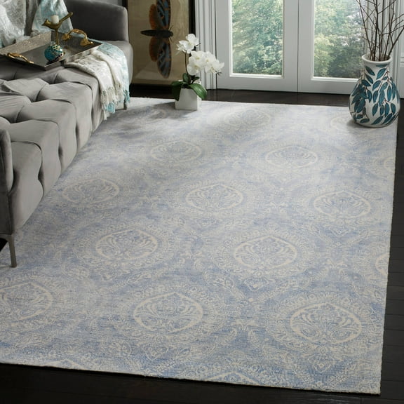 SAFAVIEH Marbella Driskoll Medallion Area Rug, Blue/Ivory, 4' x 6'