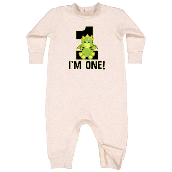 Inktastic 1st Birthday Dragon 1 Year Old Boy Baby Fleece Romper