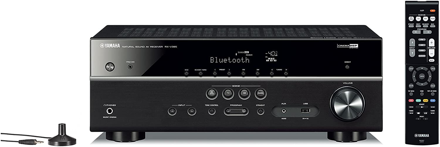 Yamaha 5.1-Channel Wireless Bluetooth 4K 3D A/V Surround Sound Receiver + Polk Multimedia Home Theater Speaker System