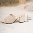 thumbnail image 3 of SACFOF Women's Knit Mesh Slip On Block Heeled Mule Sandals Fashion Square Toe Comfort Casual Beach Low Chunky Heels Open Toe Walking Slide Sandals, 3 of 6
