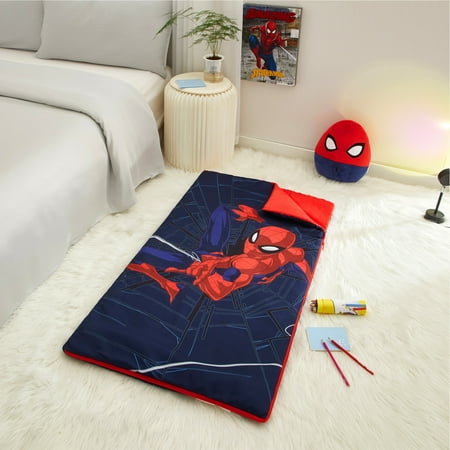 Marvel Spiderman, Kids 2-Piece Slumber Bag and Squishy Pillow