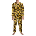 thumbnail image 3 of Honeii Retro Vinyl Records Pattern Mens Pajamas Set,2pcs Men's Lounge Long Sleeve Sleep Shirt and Pajama Bottoms Sleepwear Set,Mens Pjs Sets-Medium, 3 of 7