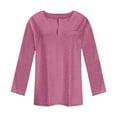 thumbnail image 3 of tklpehg Plus Size Casual Tops for Women Lightweight Classic Solid Color Comfy Loose Going Out Tops Long Sleeve Tunic Tops V-Neck Blouses (Pink,M), 3 of 4