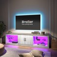 thumbnail image 3 of Bestier 70" Modern LED TV Stand for TVs up to 75" TV Cabinet for Living Room, Wash White, 3 of 8