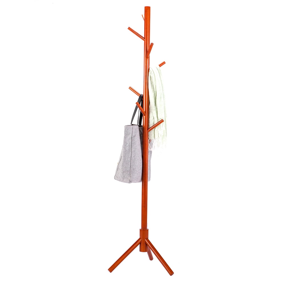 Rubberwood Wooden Floor Standing Clothes Hat Hall Tree Free Standing