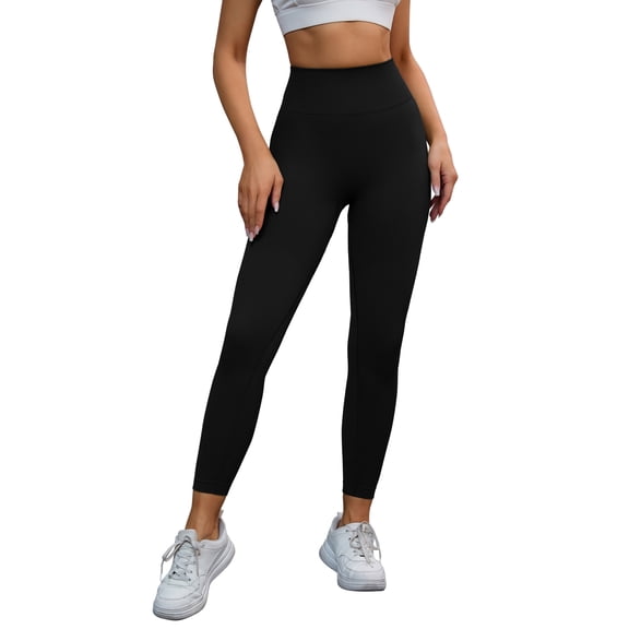 INSPIRE CHIC Women's High Waisted Leggings Tummy Control Cycling Running Workout Pants S Black