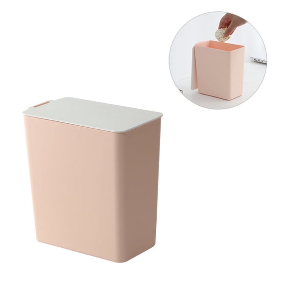 FOLOYORI Plastic Desktop Trash Can with Lid, Compact Waste Container for Office, Home, and Storage Use