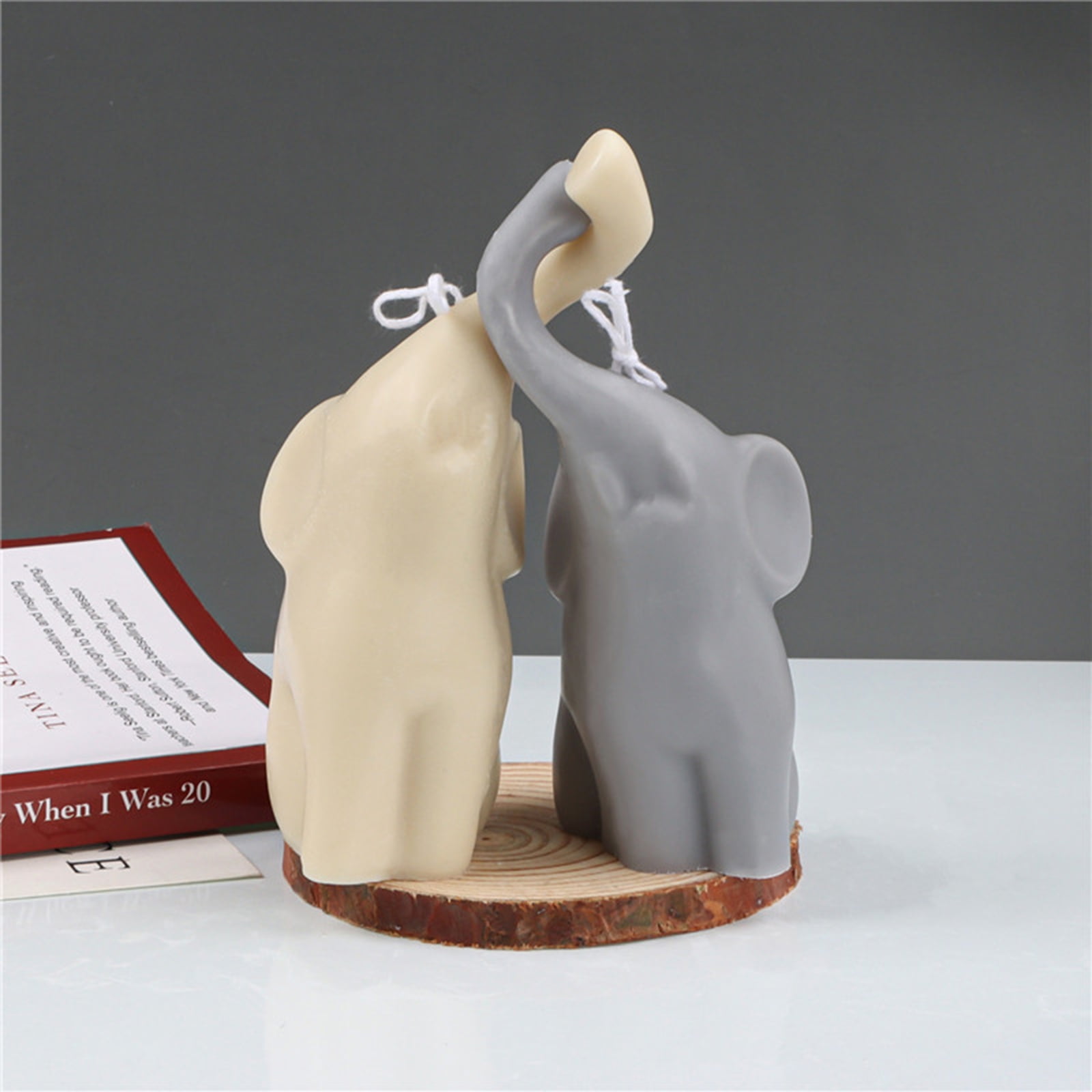 WINDLAND 2 Pcs Couple Long-nosed Elephant Silicone Candle Mold Plaster Ornaments