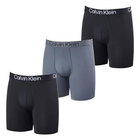 Calvin Klein Men's Boxer Brief Moisture Wicking, 3-pack (US, Alpha, X-Large, Regular, Regular, Black/Black/Gray)